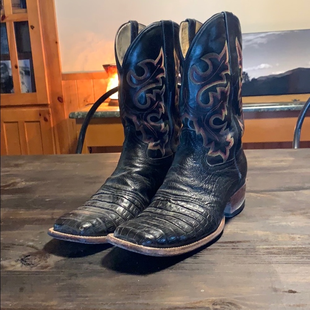 Black Caiman Cowboy Boots